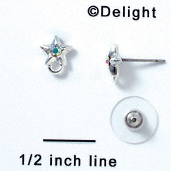 F1064 - Silver Star Post Earrings with Clear AB Swarovski Crystal (Back included) (1 pair per package)