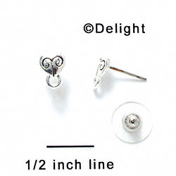 F1065 - Mini Heart with Loop Post Earrings (Back included) (1 pair per package)