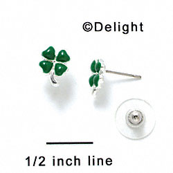 F1067 - Mini Green Four Leaf Clover Post Earrings (Back included) (1 pair per package)
