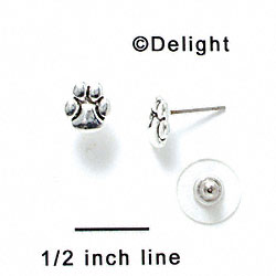 F1069 - Mini Silver Paw Post Earrings (Back included) (1 pair per package)