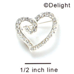F1071 - Clear Swarovski Crystal Curled Heart Pins