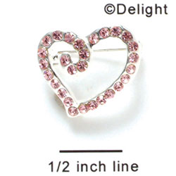 F1072 - Light Pink Swarovski Crystal Curled Heart Pins