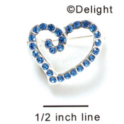 F1074 - Sapphire Blue Swarovski Crystal Curled Heart Pins