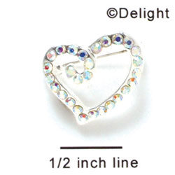F1076 - Clear AB Swarovski Crystal Curled Heart Pins