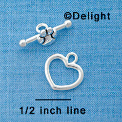 F1089 - Heart and Paw Bar Toggle Clasp (3 sets per package)