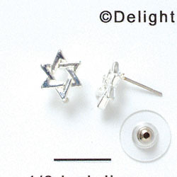 F1114 - Mini Silver Star of David - Post Earrings (1 pair per package)