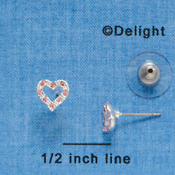 F1136 - Mini Pink Swarovski Crystal Hearts - Post Earrings (1 Pair per package)