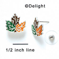 F1139 - Enamel Fall Leaf - Post Earrings (1 Pair per package)