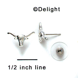F1141 - Mini Silver Longhorns - Post Earrings (1 Pair per package)