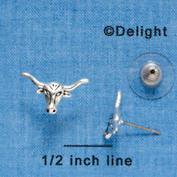 F1142 - Silver Longhorns - Post Earrings (1 Pair per package)