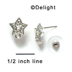 F1145 - Faux Stone Star with Cutout - with Loop - Post Earrings (1 Pair per package)