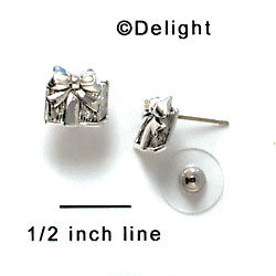F1148 - Small Silver Present - Post Earrings (1 Pair per package)