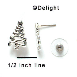 F1152 - Silver Zig Zag Christmas Tree - Post Earrings (1 Pair per package)