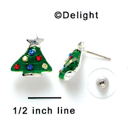 F1159 - Resin Christmas Tree with Swarovski Crystals - Post Earrings