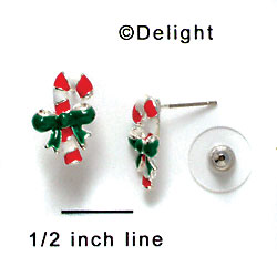 F1160 - Enamel Candy Cane - Post Earrings (1 Pair per package)