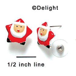 F1166 - Enamel Red Star Santa - Post Earrings (1 Pair per package)