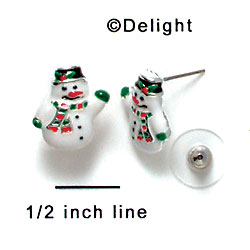 F1167 - Enamel White Snowman - Post Earrings (1 Pair per package)