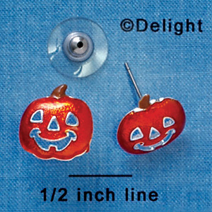 F1173 - Translucent Orange Jack O'Lantern Pumpkin - Post Earrings (1 pair per package)