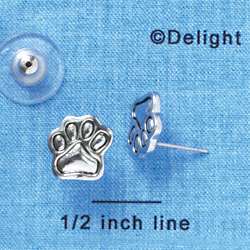 F1174 - Small Silver Paw - Post Earrings (1 Pair per package)