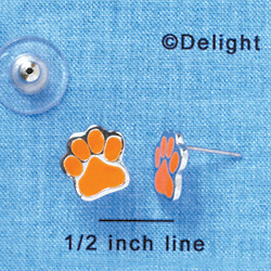 F1176 - Small Orange Paw - Post Earrings (1 Pair per package)