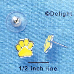 F1177 - Small Yellow Paw - Post Earrings (1 Pair per package)