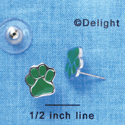 F1178 - Small Green Paw - Post Earrings (1 Pair per package)