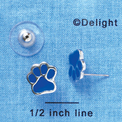 F1179 - Small Royal Blue Paw - Post Earrings (1 Pair per package)