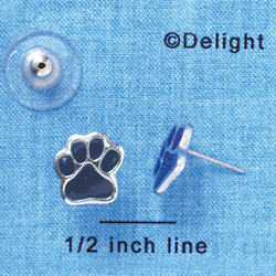 F1180 - Small Navy Blue Paw - Post Earrings (1 Pair per package)
