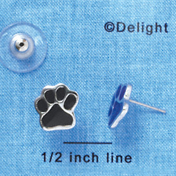 F1182 - Small Black Paw - Post Earrings (1 Pair per package)