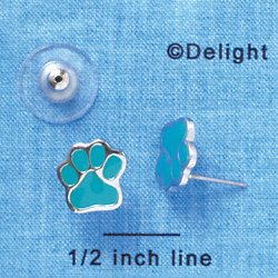 F1184 - Small Teal Paw - Post Earrings (1 Pair per package)