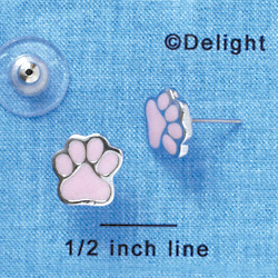 F1185 - Small Pink Paw - Post Earrings (1 Pair per package)