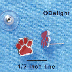 F1187 - Small Maroon Paw - Post Earrings (1 Pair per package)