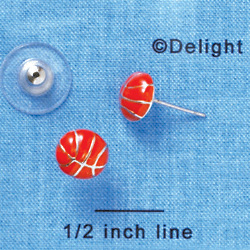 F1188 - Mini Enamel Basketball - Post Earrings (1 Pair per package)