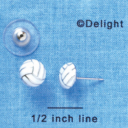 F1191 - Mini Enamel Volleyball - Post Earrings (1 Pair per package)