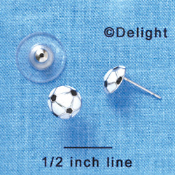 F1192 - Mini Enamel Soccerball - Post Earrings (1 Pair per package)