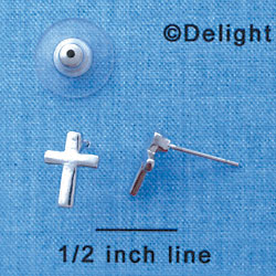 F1199 - Mini Silver Cross - Post Earrings (1 Pair per package)