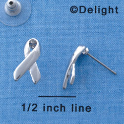 F1202 - Mini Silver Ribbon - Post Earrings (1 Pair per package)