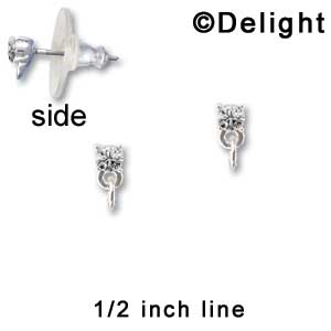 F1228 - Small 3.3mm Clear Swarovski Crystal with Loop - Post Earrings