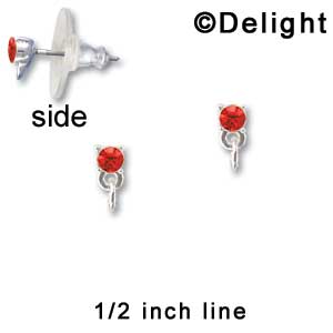 F1230 - Small 3.3mm Red Swarovski Crystal with Loop - Post Earrings