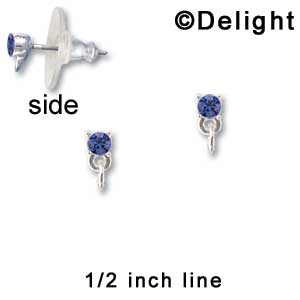F1231 - Small 3.3mm Blue Swarovski Crystal with Loop - Post Earrings