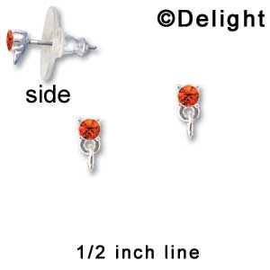 F1235 - Small 3.3mm Orange Swarovski Crystal with Loop - Post Earrings