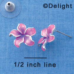 F1239 - Hot Pink & Purple Plumeria Flower - Post Earrings