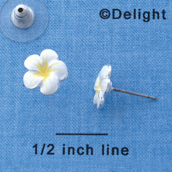 F1240 - Small White & Yellow Flower - Post Earrings