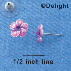 F1241 - Small Hot Pink & Purple Flower - Post Earrings