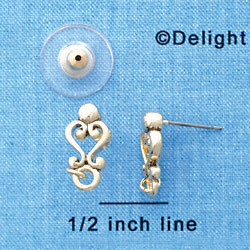 F1249 tlf - Filigree Heart with Loop - Gold Plated Post Earrings (1 Pair per package)