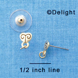 F1250 tlf - Gold Mini Heart with Loop - Post Earrings (1 Pair per package)