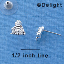 F1256 tlf - Mini Silver Buddha - Post Earrings (1 Pair per Package)