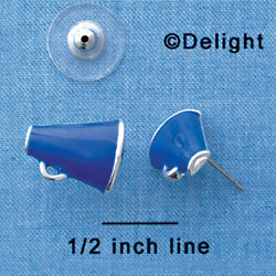 F1265 tlf - Mini Blue Megaphone - Post Earrings
