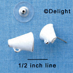 F1272 tlf - Mini White Megaphone - Post Earrings