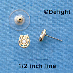 F1275 tlf - Mini Gold Horseshoe with Clear Swarovski Crystal - Post Earrings